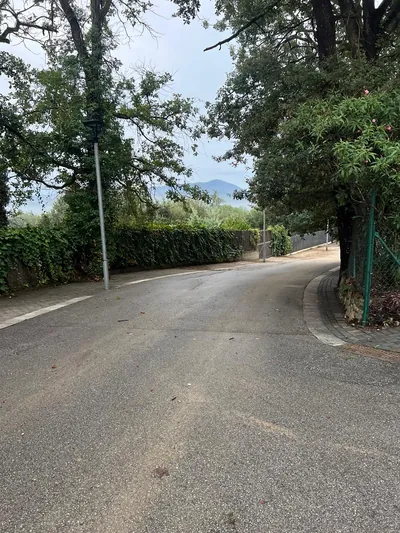 Tramo residencial de Can Sans junto a árboles y cerramientos en Sant Celoni